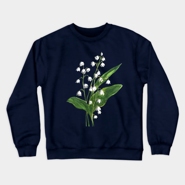 Lily of the valley Flowers Watercolor Painting Crewneck Sweatshirt by Ratna Arts